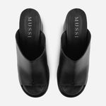 Sandalia tacon plataforma alyssa de cuero para mujer - Negro