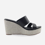 Sandalia plataforma meredith de cuero para mujer - Negro