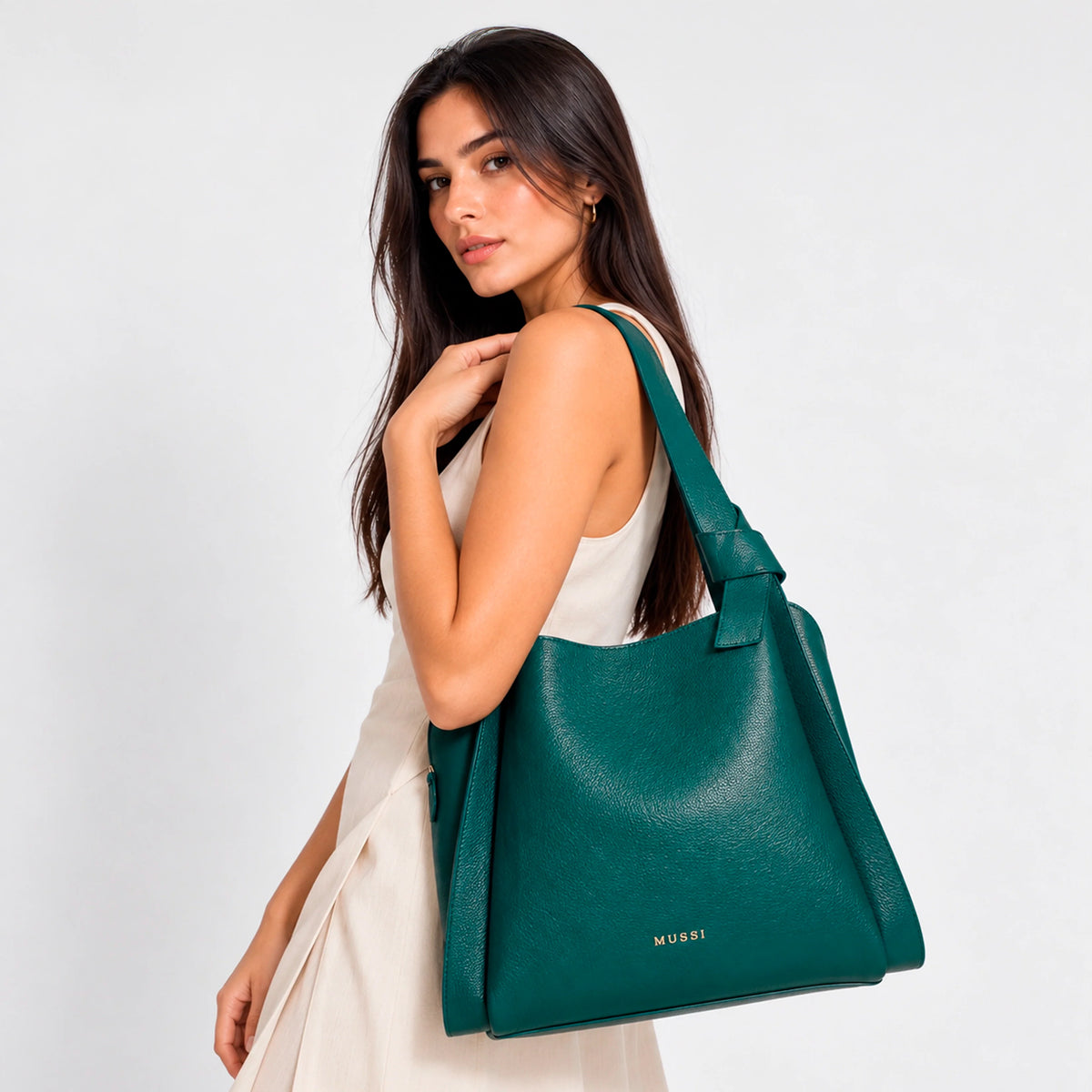 Bolso manos libres paulette de cuero para mujer - Turquesa