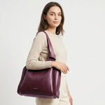 Bolso manos libres paulette de cuero para mujer - Vino