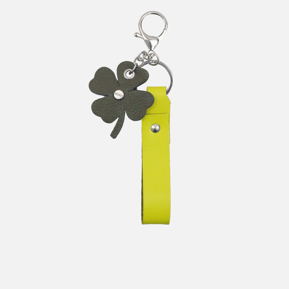 Llavero Trébol de cuero para mujer - Verde
