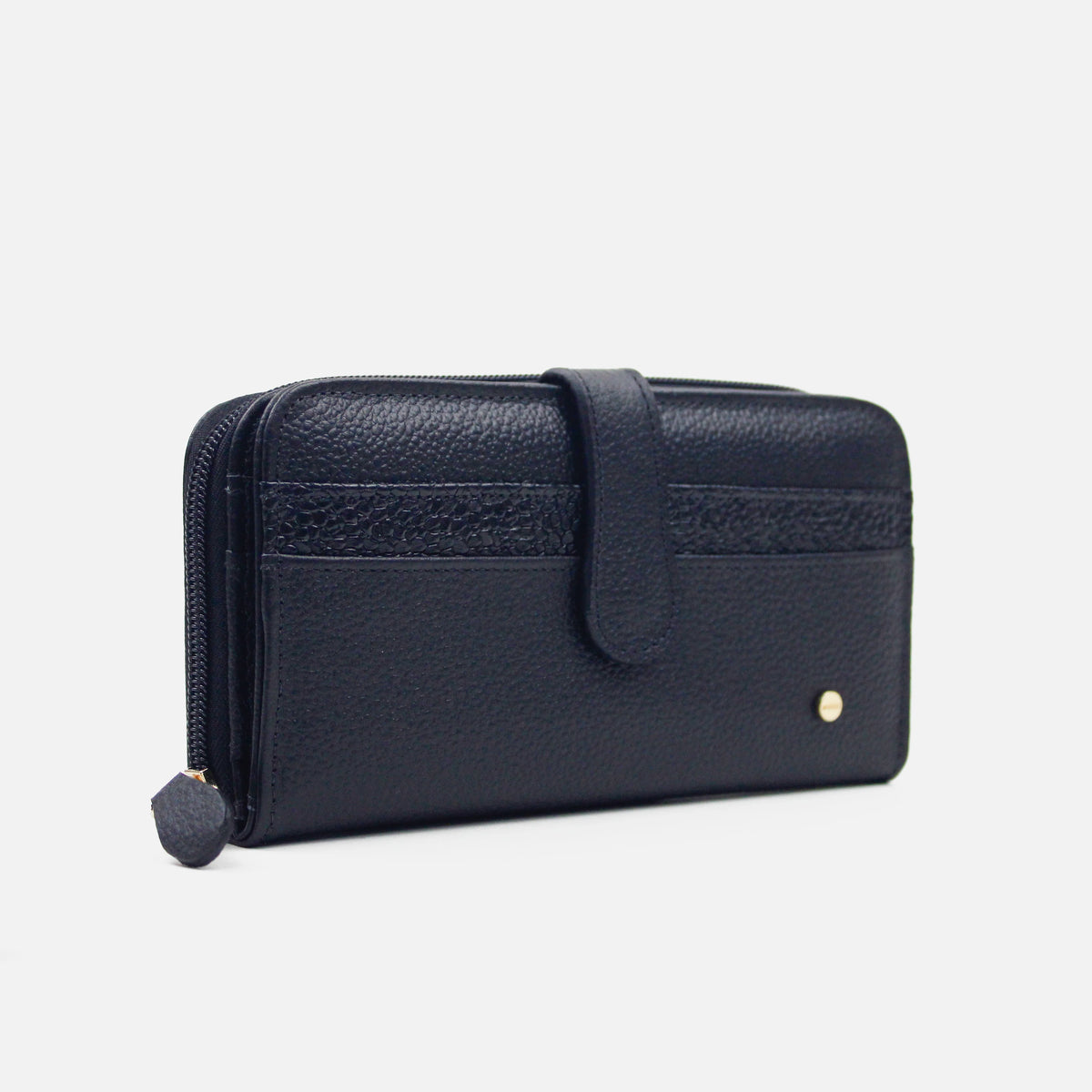 Billetera virela de cuero para mujer - Negro