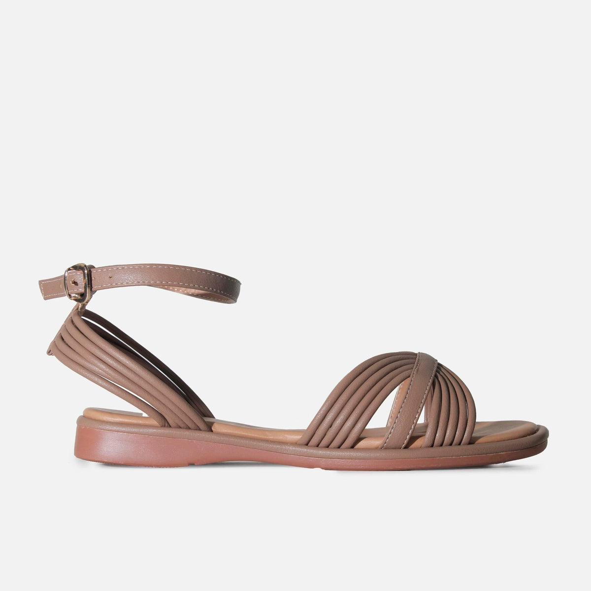 Sandalia plana minna de sintético para mujer - Taupe