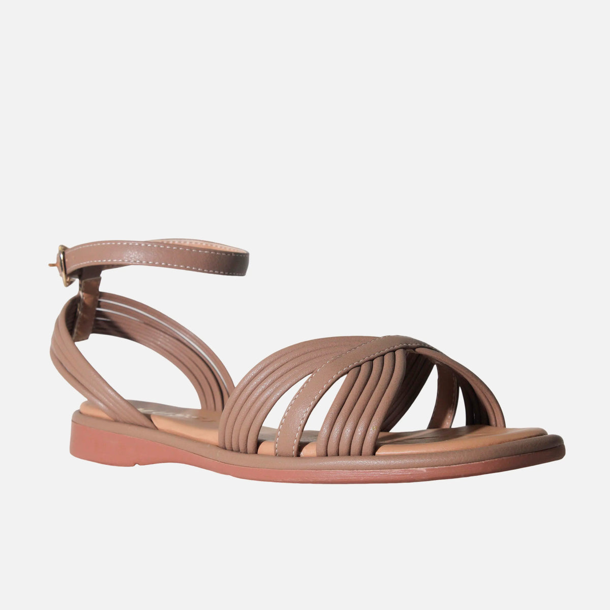 Sandalia plana minna de sintético para mujer - Taupe