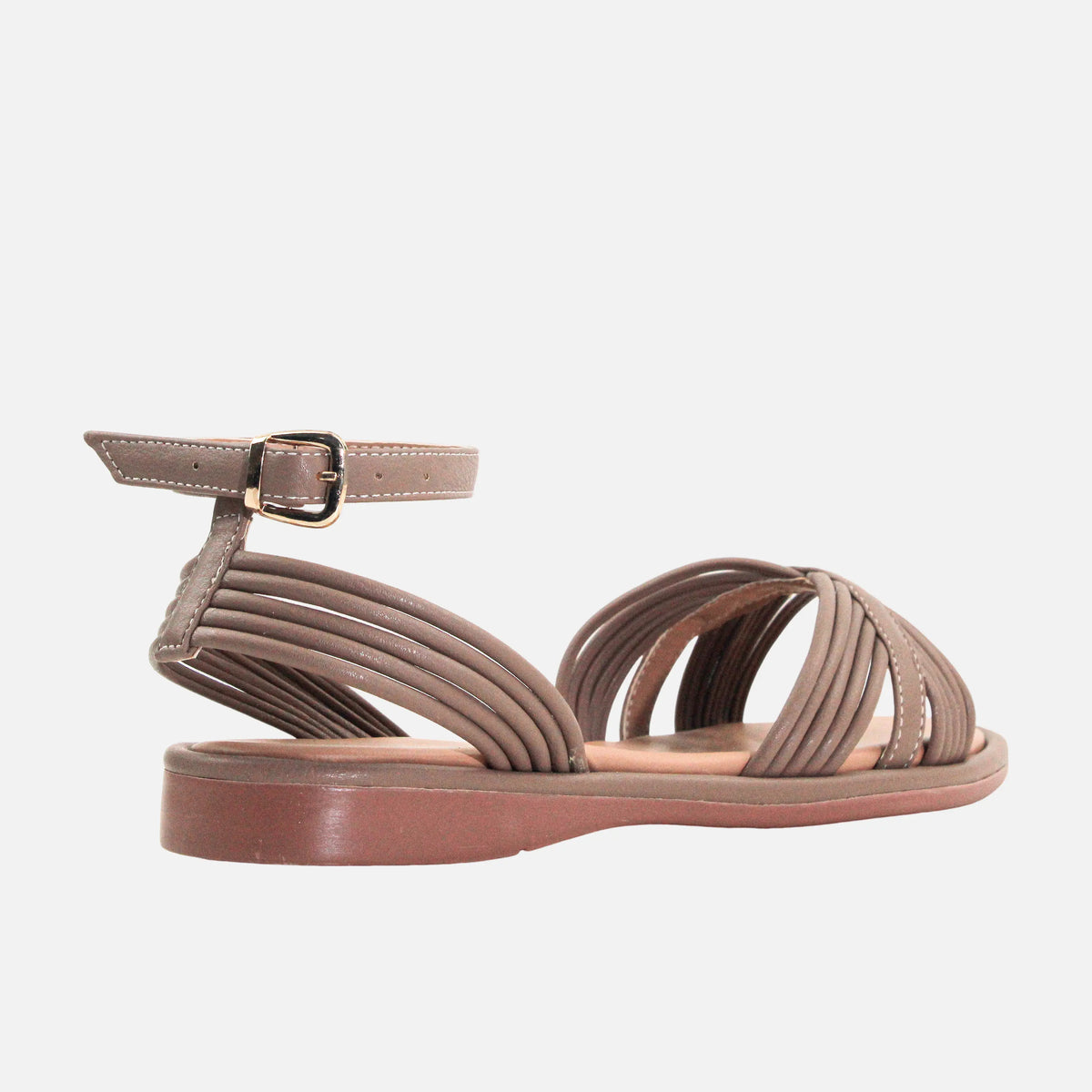Sandalia plana minna de sintético para mujer - Taupe