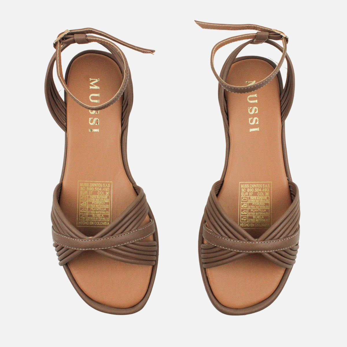 Sandalia plana minna de sintético para mujer - Taupe