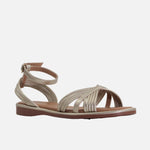 Sandalia plana minna de sintético para mujer - Oro