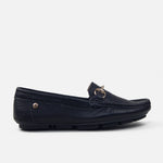 Mocasin plano ondina de cuero para mujer - Negro