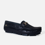 Mocasin plano ondina de cuero para mujer - Negro