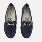 Mocasin plano ondina de cuero para mujer - Negro