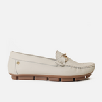 Mocasin plano ondina de cuero para mujer - Hueso