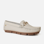 Mocasin plano ondina de cuero para mujer - Hueso