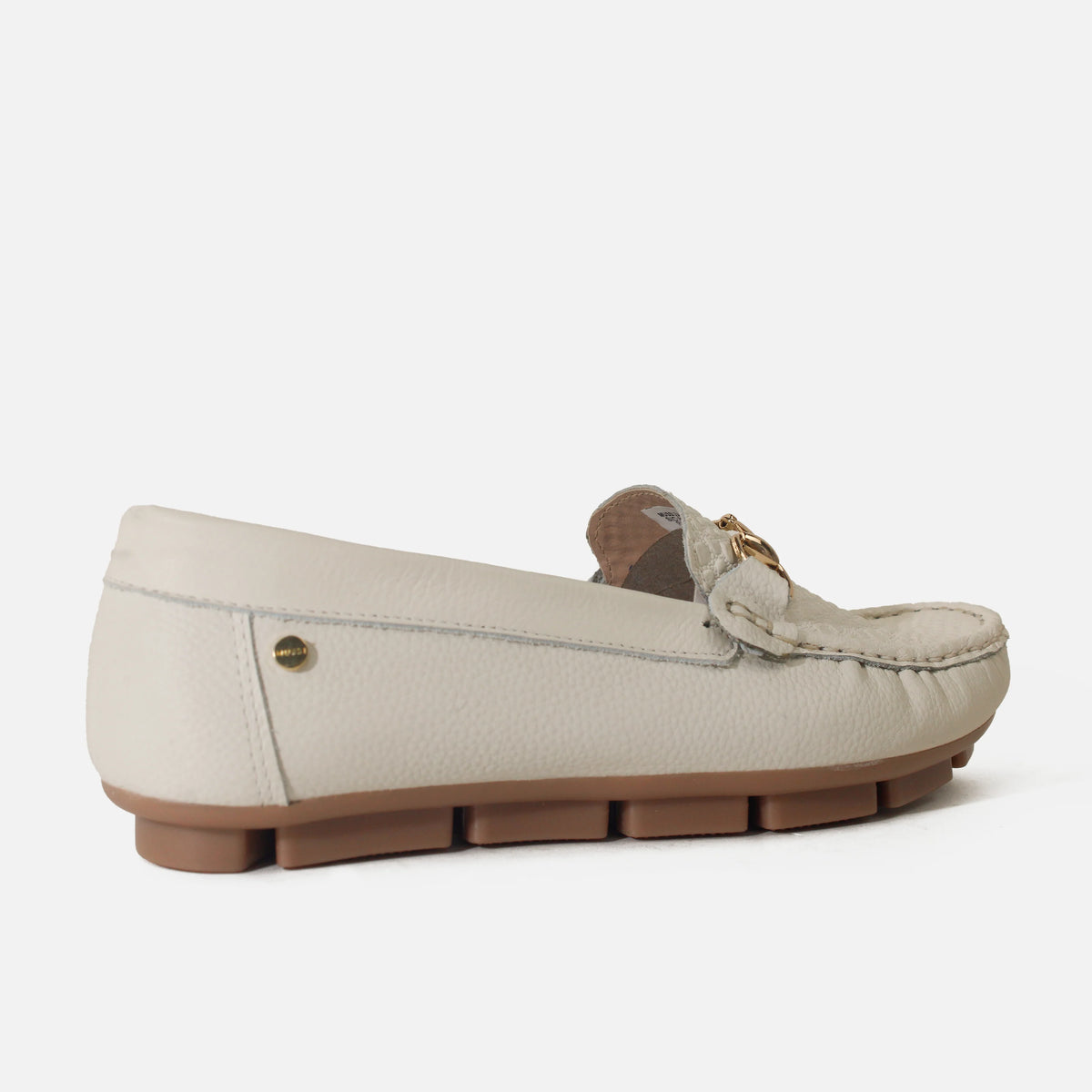 Mocasin plano ondina de cuero para mujer - Hueso