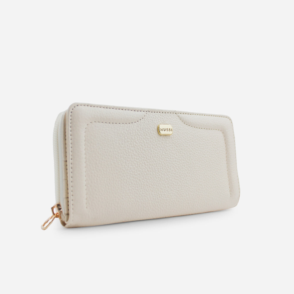 Billetera elisa de cuero para mujer - Hueso