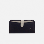 Billetera primavera de cuero para mujer - Negro