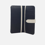 Billetera primavera de cuero para mujer - Negro