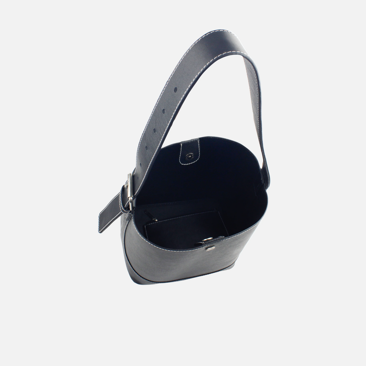 Cartera elemental de cuero para mujer - Negro