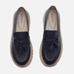 Mocasin tractorado olga de cuero para mujer - Negro