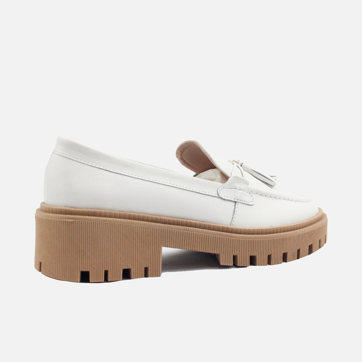 Mocasin tractorado olga de cuero para mujer - Hueso