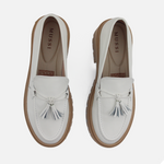 Mocasin tractorado olga de cuero para mujer - Hueso