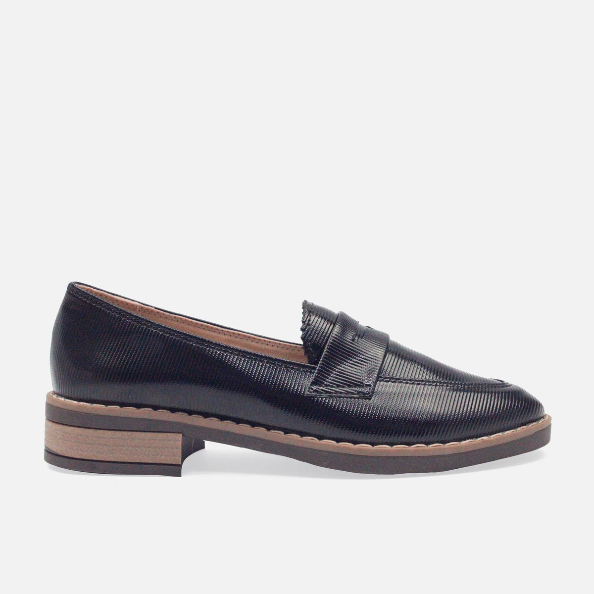 Mocasin plano vania de sintético para mujer - Negro