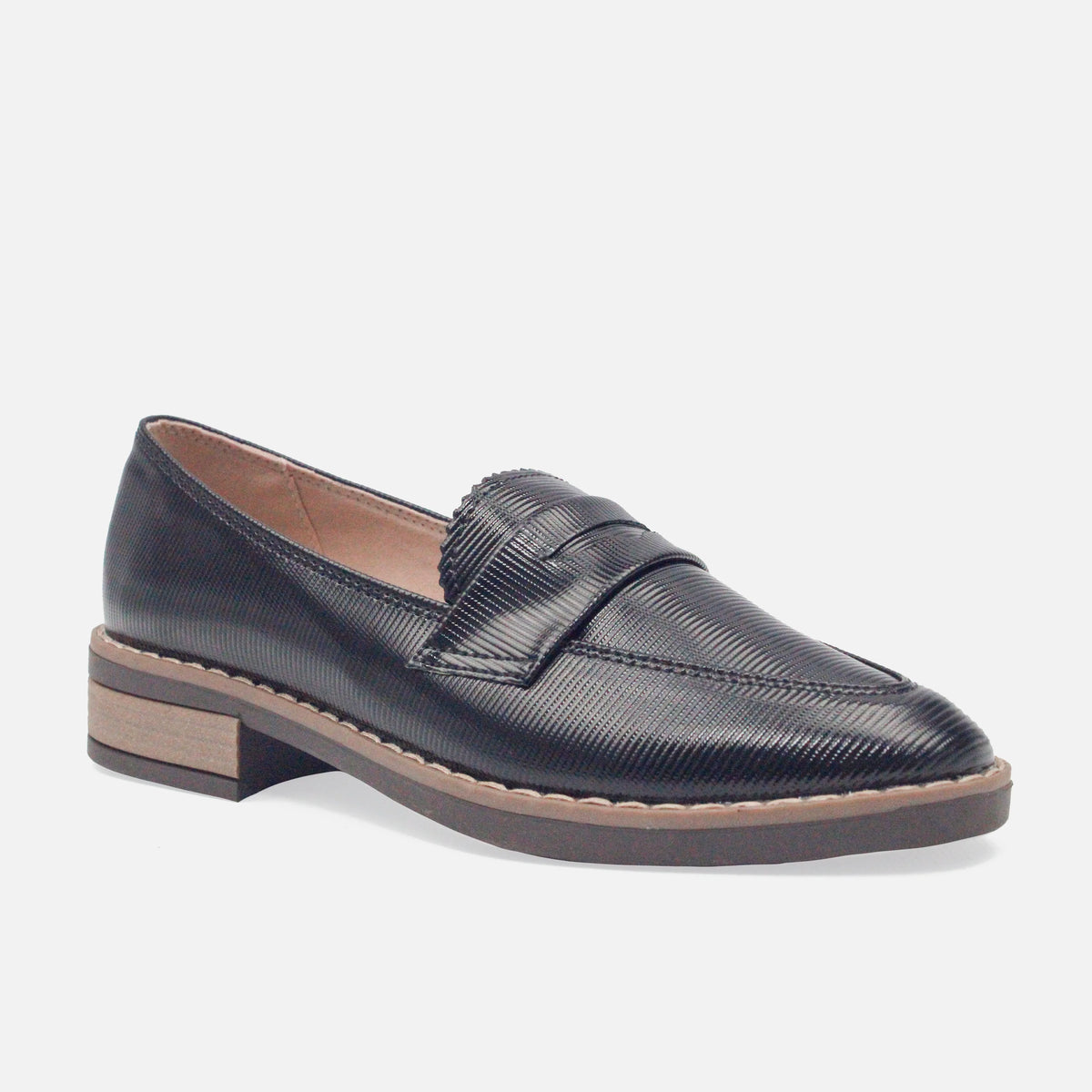 Mocasin plano vania de sintético para mujer - Negro