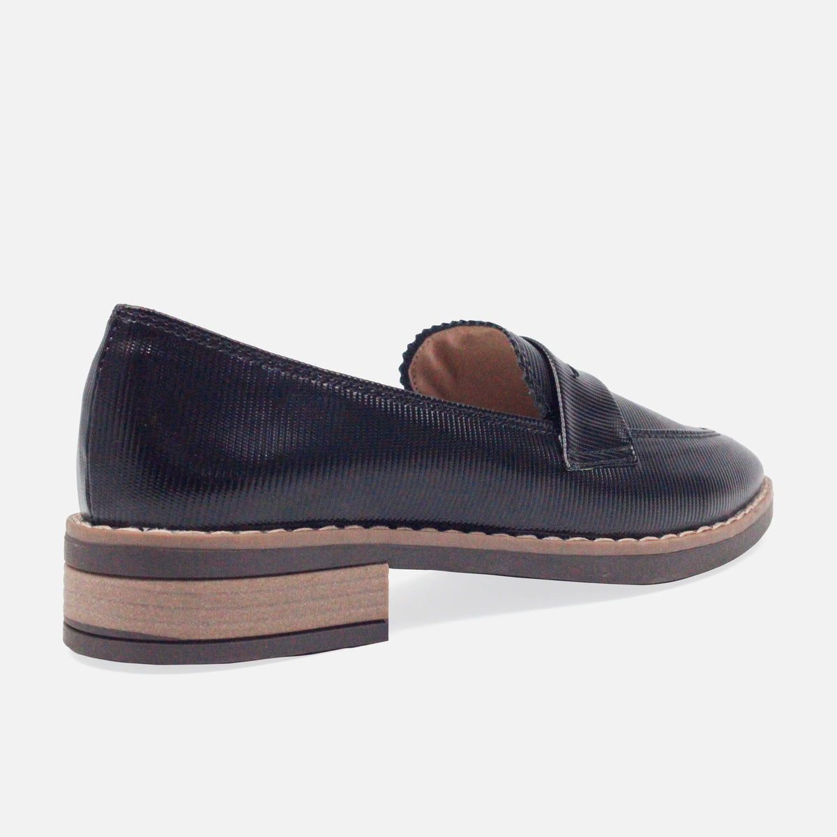 Mocasin plano vania de sintético para mujer - Negro