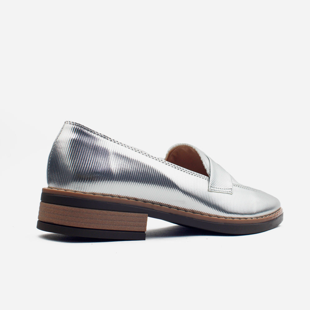 Mocasin plano vania de sintético para mujer - Plata