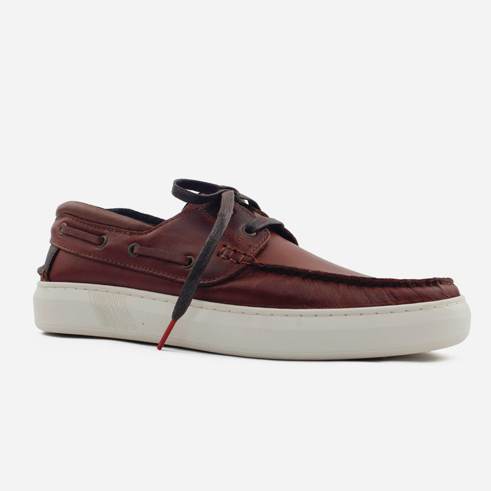Mocasin plano ciel de cuero para hombre - Brandy