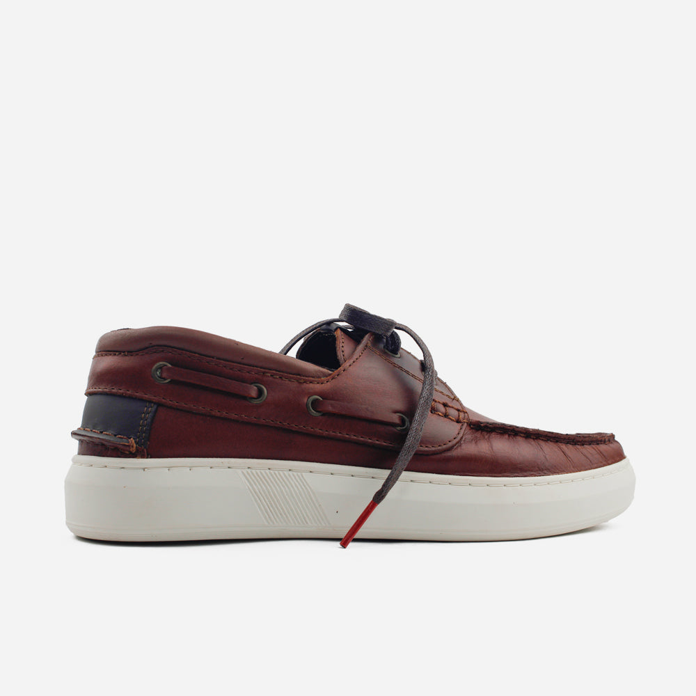 Mocasin plano ciel de cuero para hombre - Brandy