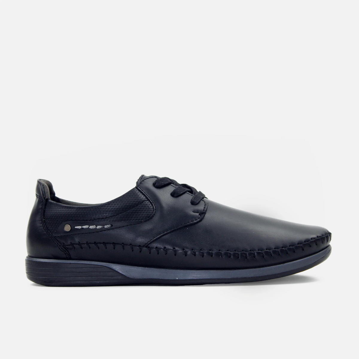 Mocasin plano elian de cuero para hombre - Negro