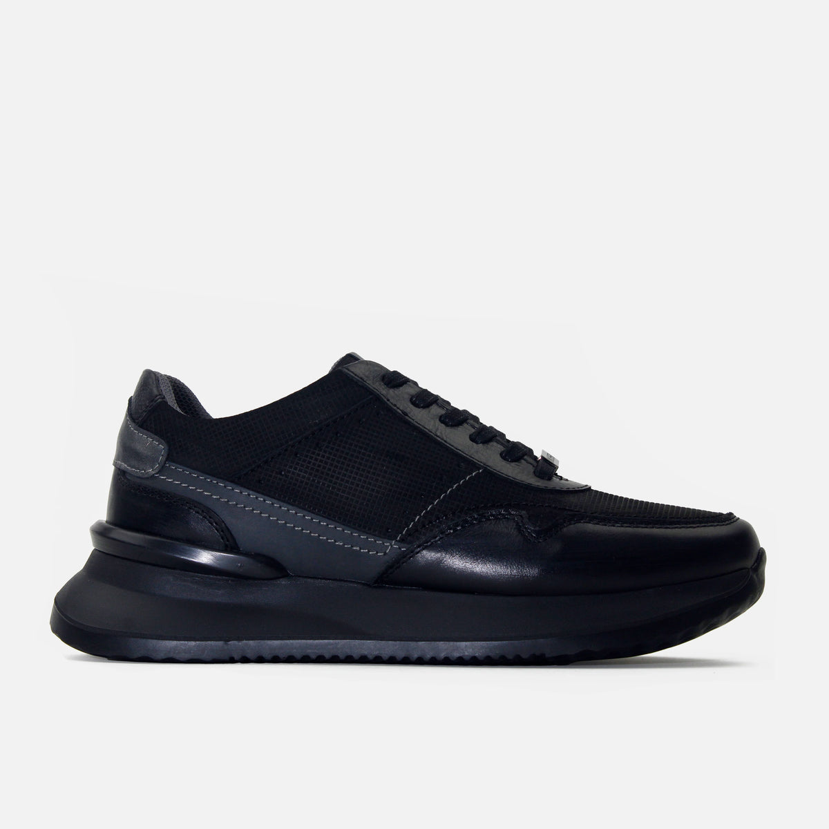 Tenis mateo de cuero para hombre - Negro