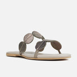 Sandalia plana sixtina de cuero para mujer - Bronce