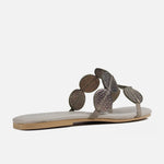 Sandalia plana sixtina de cuero para mujer - Bronce