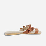 Sandalia plana thalia de cuero para mujer - Miel