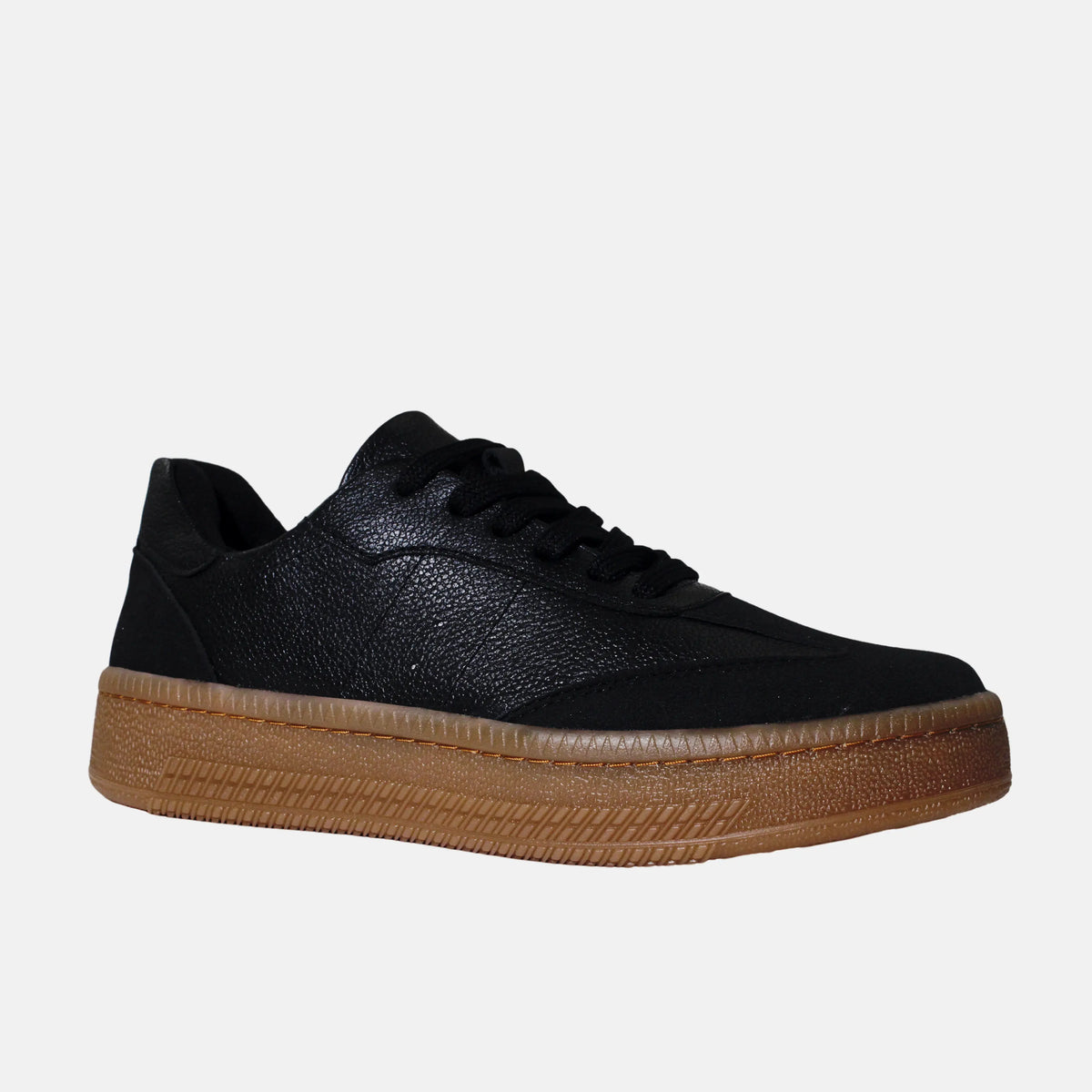 Tenis con plataforma nayen de cuero para mujer - Negro