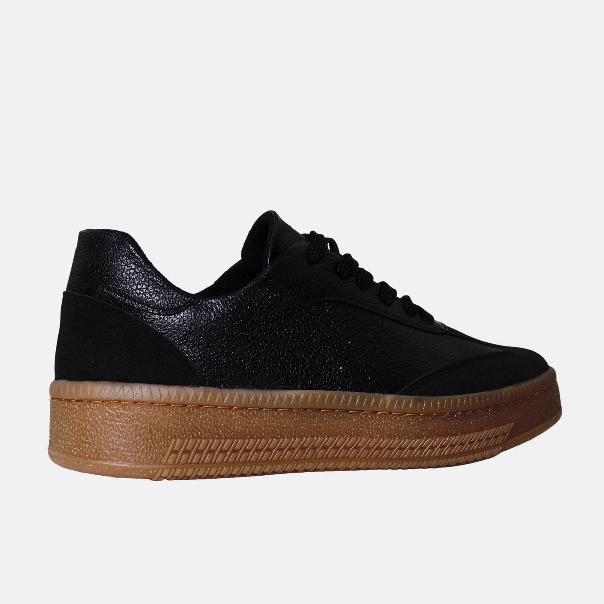 Tenis con plataforma nayen de cuero para mujer - Negro