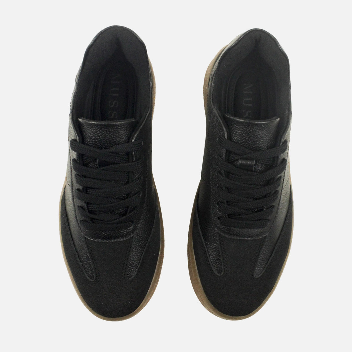 Tenis con plataforma nayen de cuero para mujer - Negro
