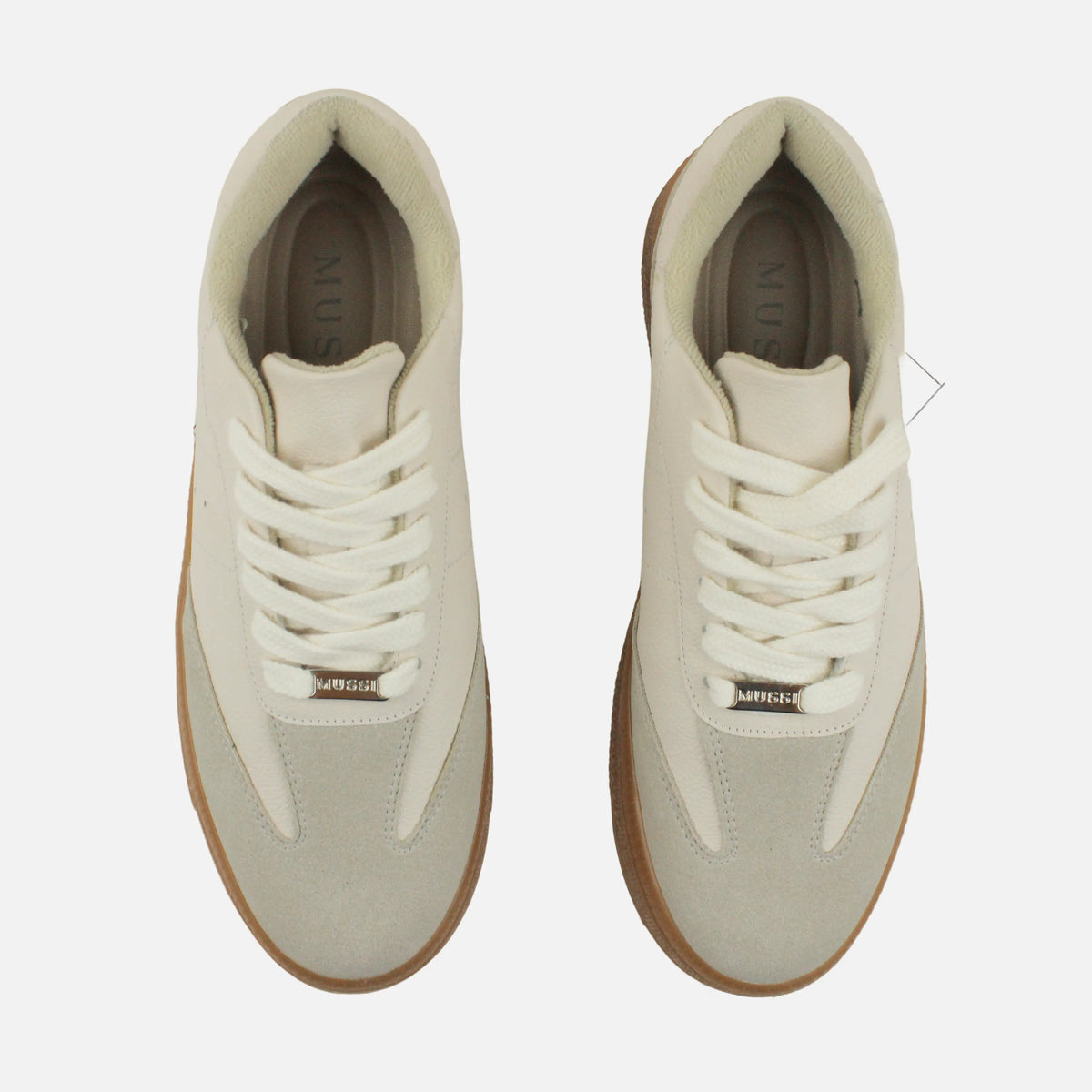 Tenis con plataforma nayen de cuero para mujer - Beige