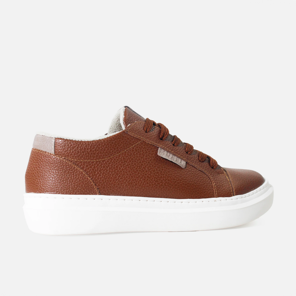 Tenis nayla de cuero para mujer - Miel