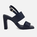 Sandalia tacon selia de cuero para mujer - Negro
