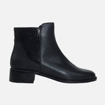 Botin plano glyn de cuero para mujer - Negro