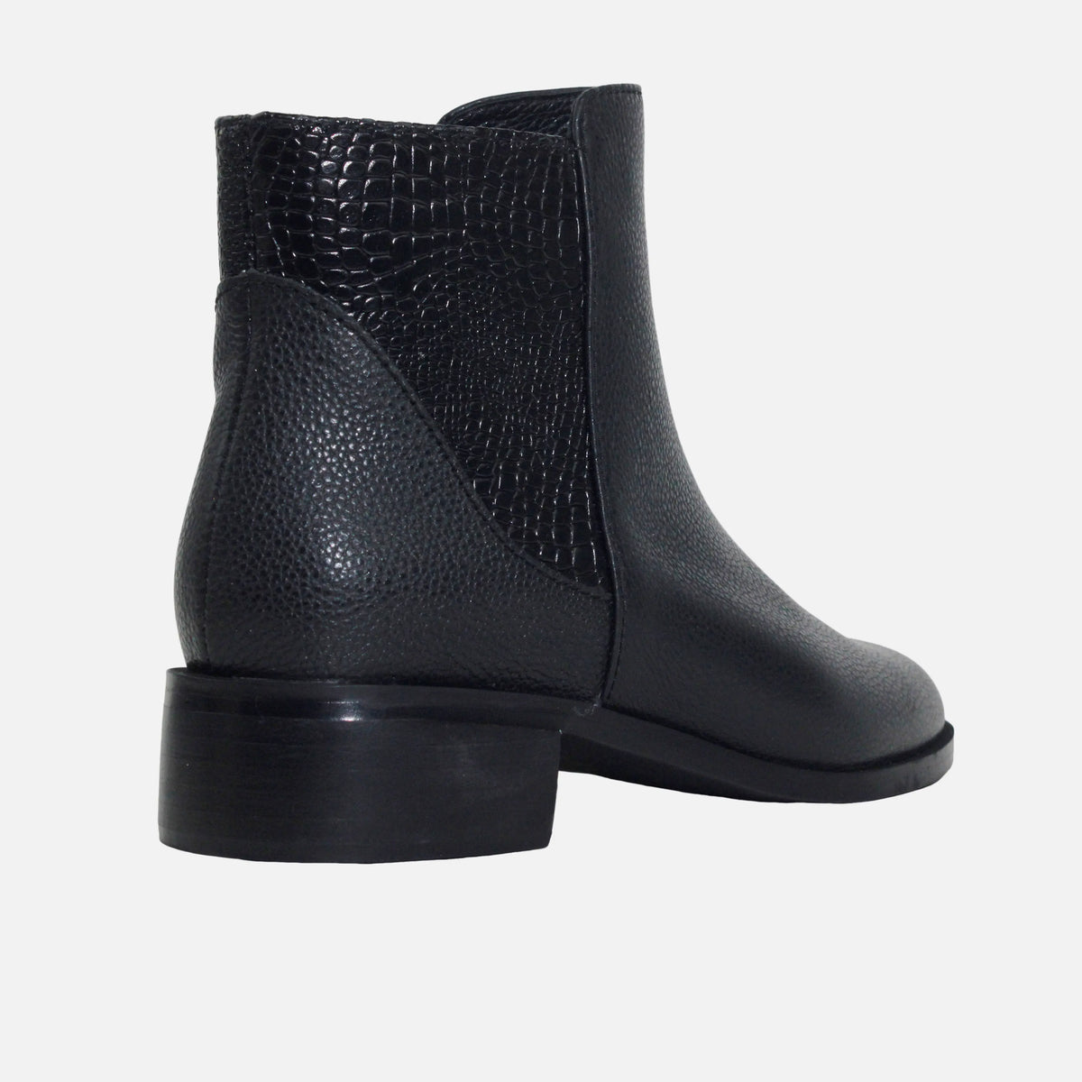 Botin plano glyn de cuero para mujer - Negro