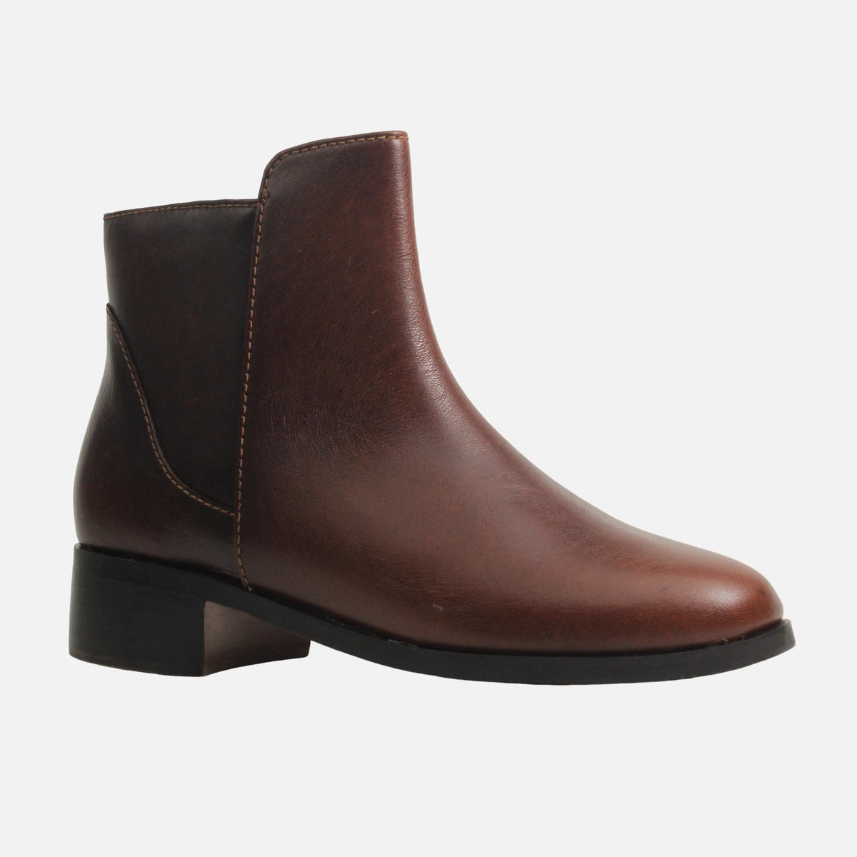 Botin plano glyn de cuero para mujer - Brandy