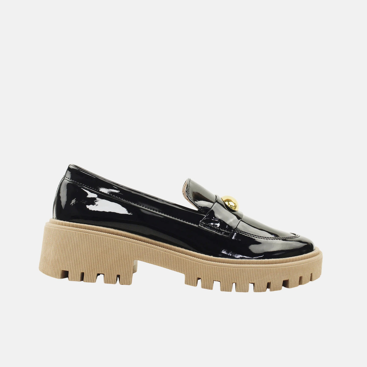 Mocasin tractorado ombra de sintético para mujer - Negro