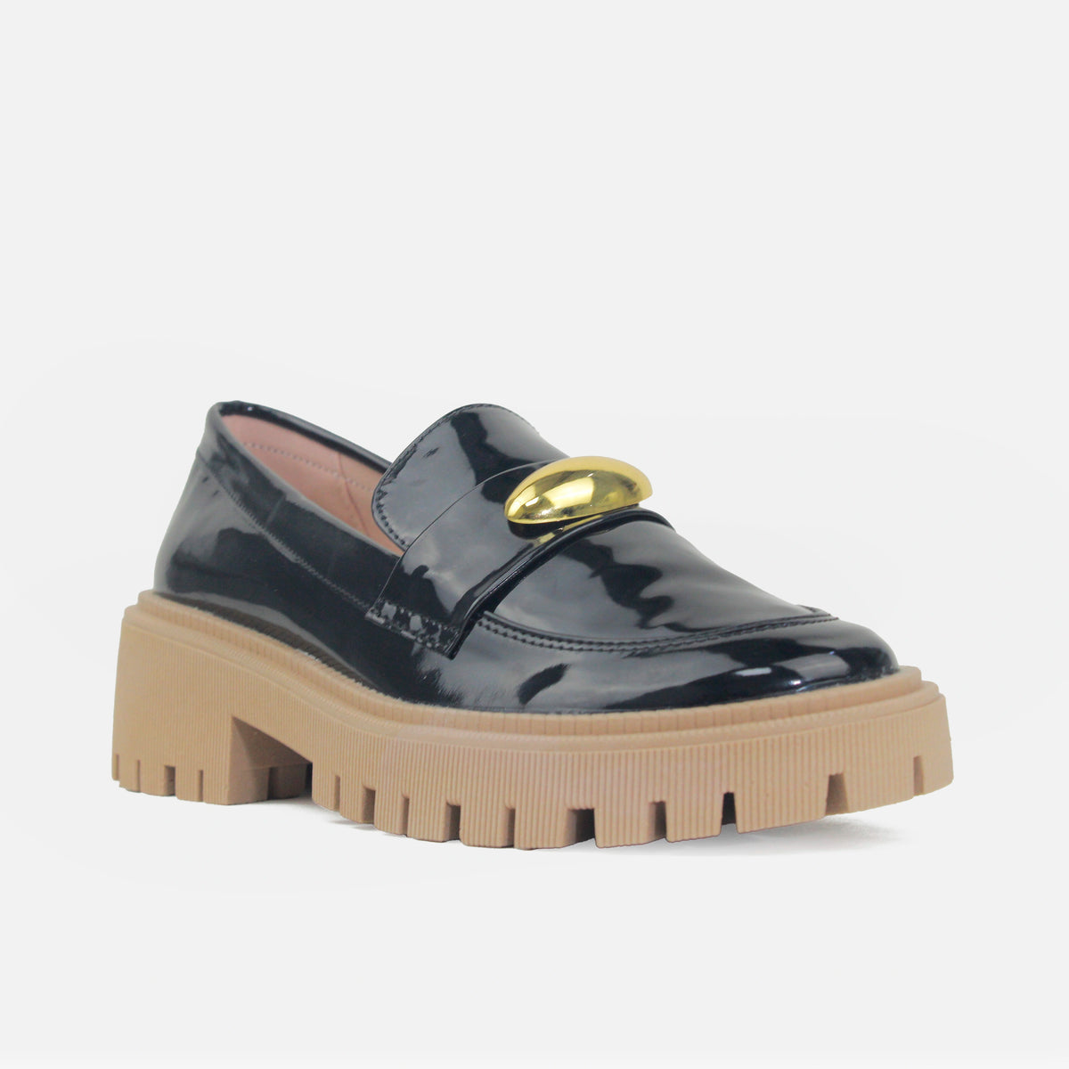 Mocasin tractorado ombra de sintético para mujer - Negro