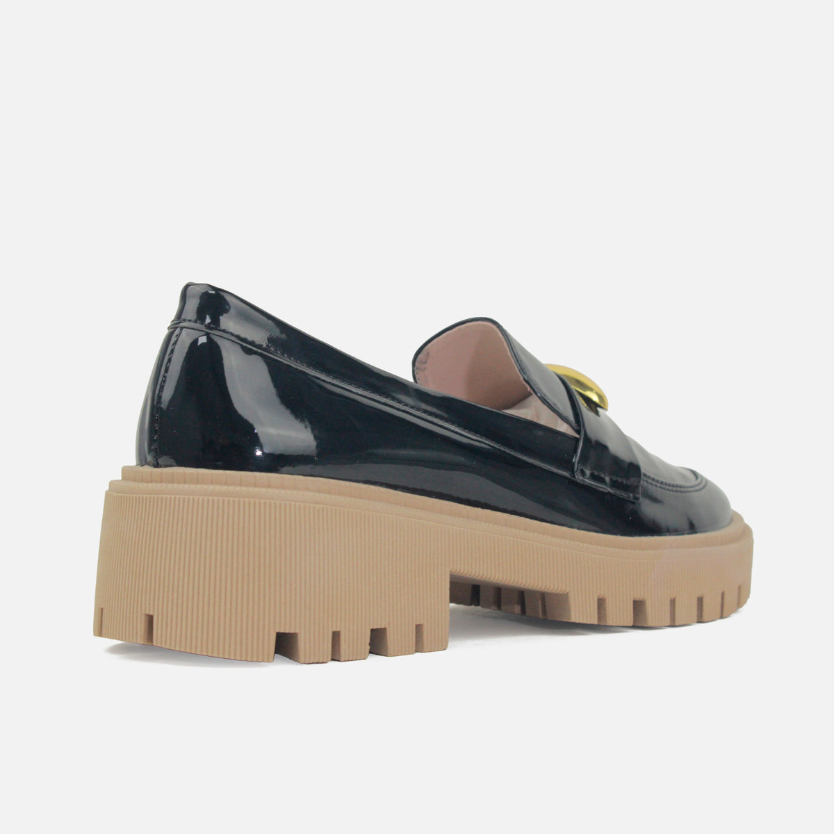 Mocasin tractorado ombra de sintético para mujer - Negro