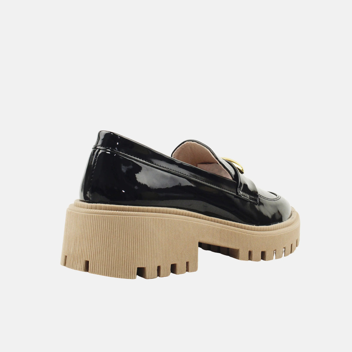 Mocasin tractorado ombra de sintético para mujer - Negro