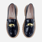 Mocasin tractorado ombra de sintético para mujer - Negro