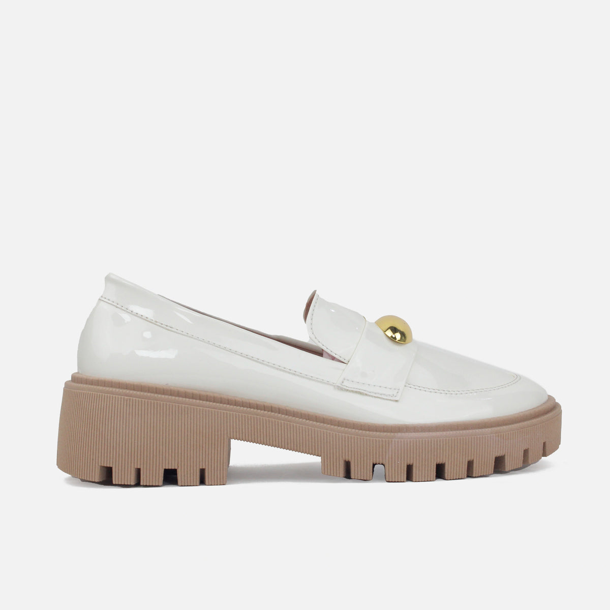 Mocasin tractorado ombra de sintético para mujer - Hueso